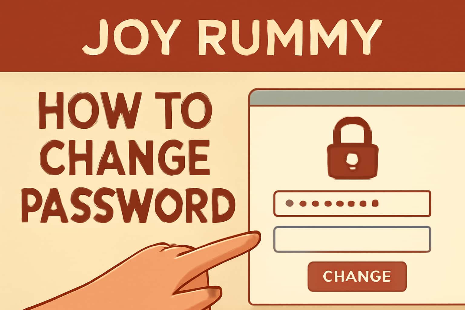 An informative visual about changing the password on Joy Rummy.