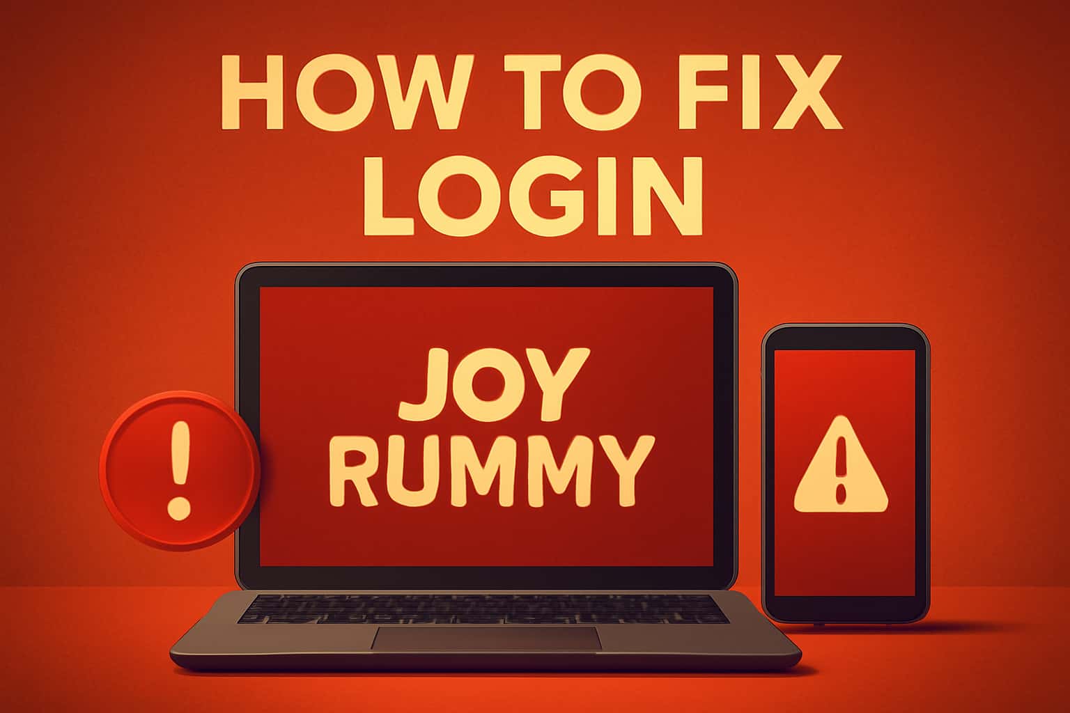 An informational visual on troubleshooting Joy Rummy login issues
