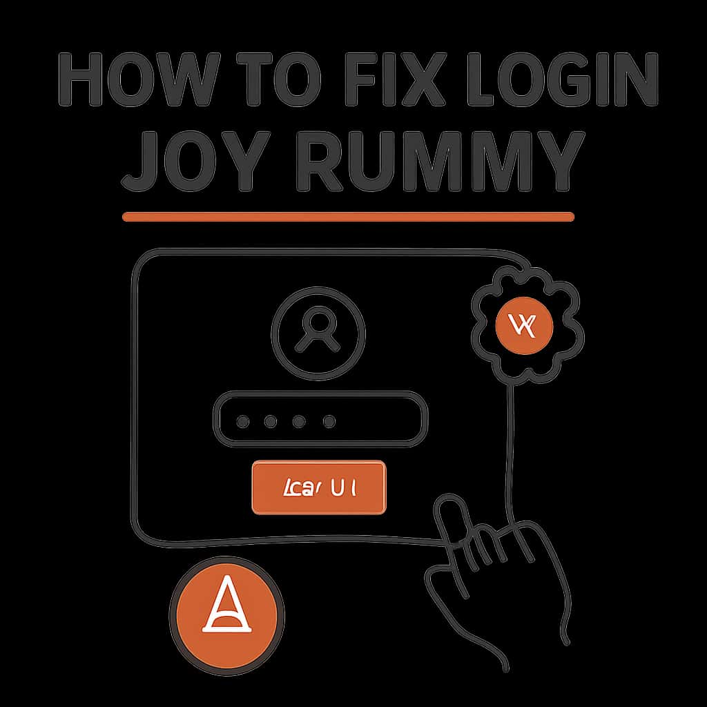 Illustration detailing troubleshooting steps for Joy Rummy login