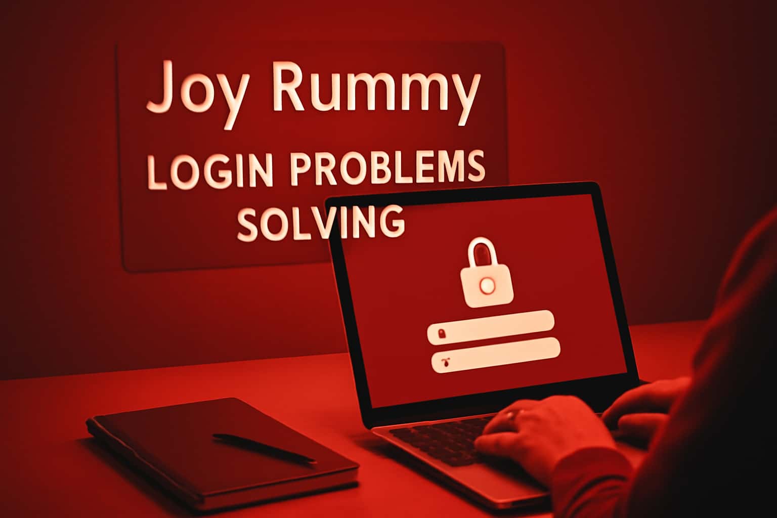 Informational scene depicting Joy Rummy login problems solving