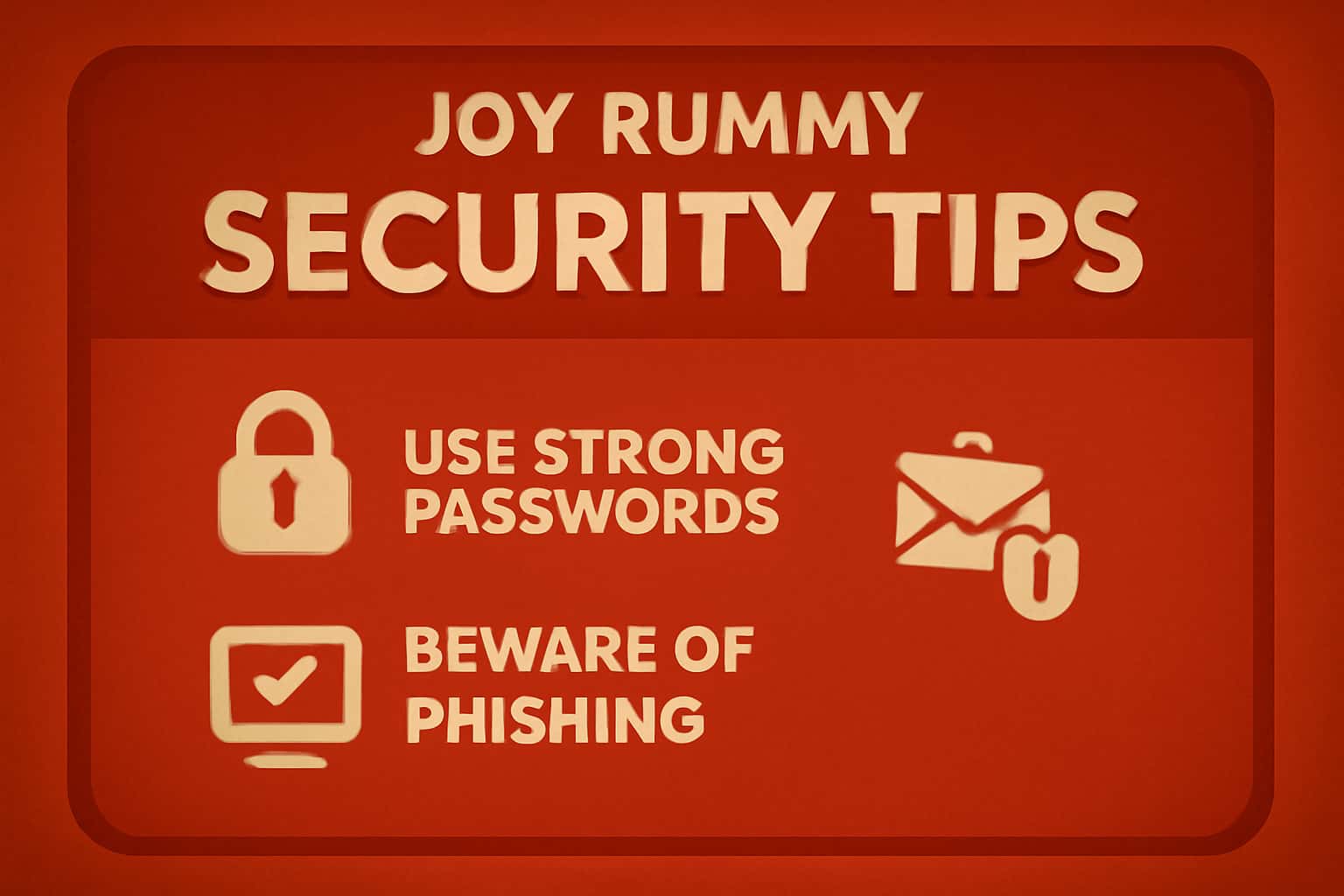 An informational visual representation of Joy Rummy Security Tips with a futuristic design.