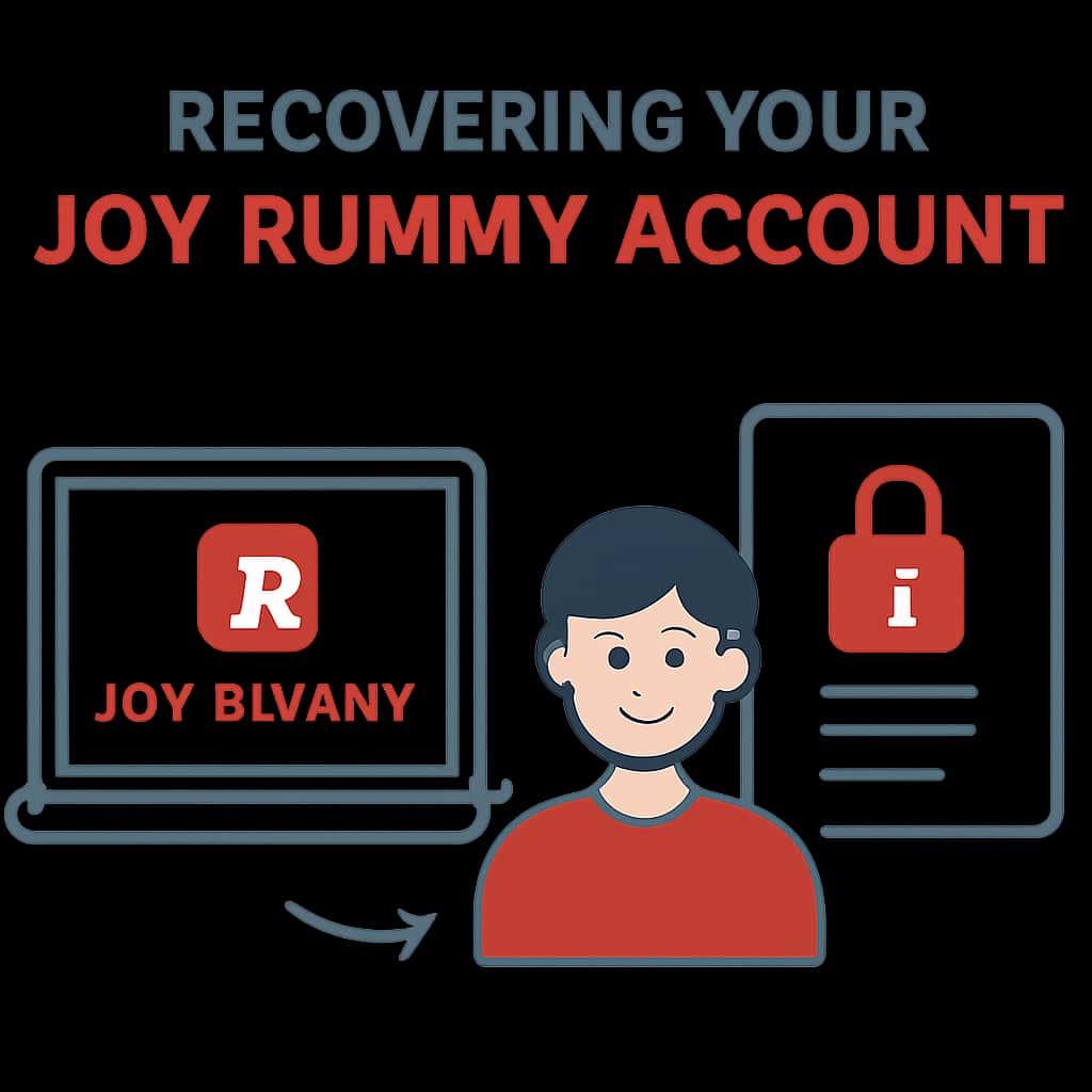 An educational diagram about recovering Joy Rummy accounts.