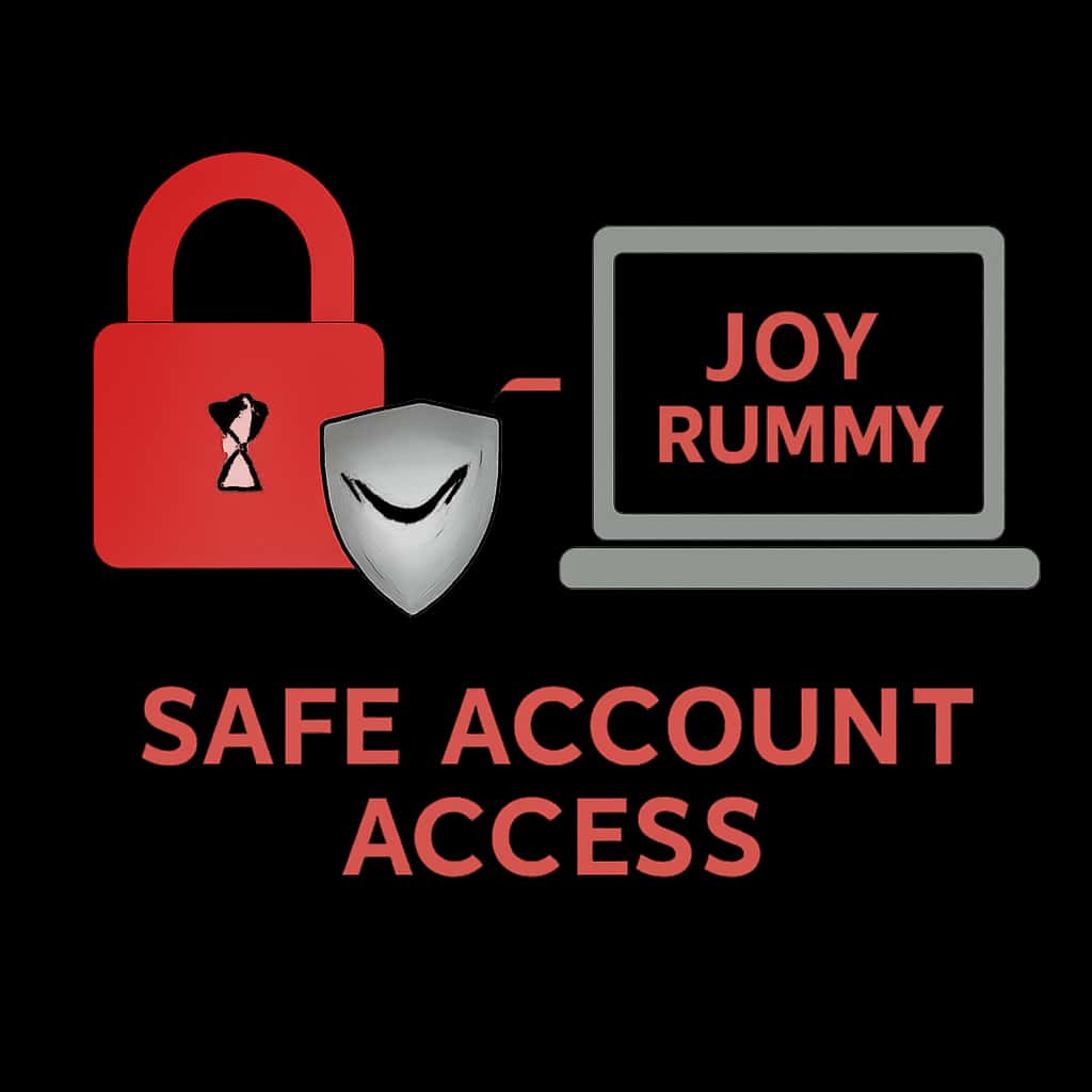 An educational diagram detailing the safe access methods for Joy Rummy accounts.
