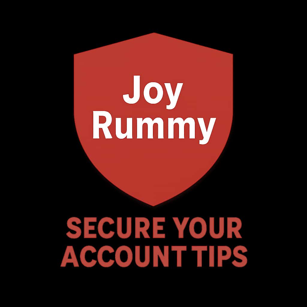 A professional badge representing security tips for Joy Rummy accounts.