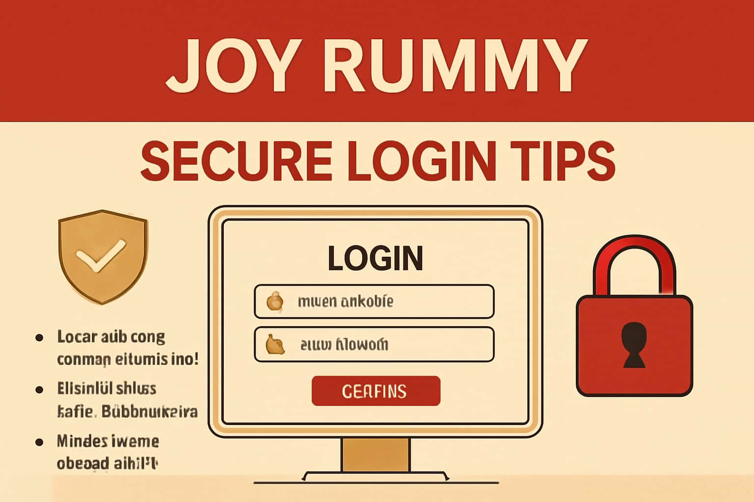 Informational graphic showcasing Secure Joy Rummy login tips with a tech-inspired theme.
